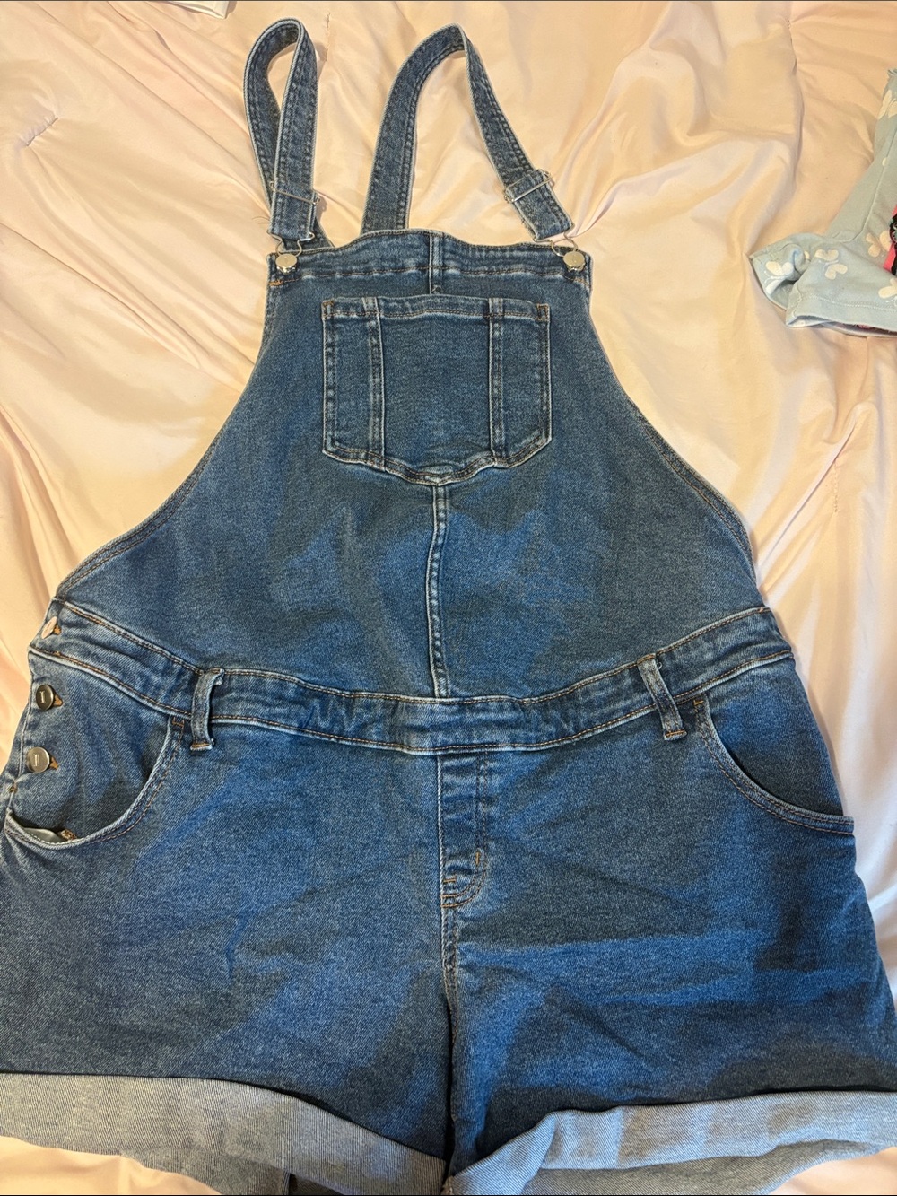 Isabel Maternity by Ingrid & Isabel Blue Denim Short Overalls